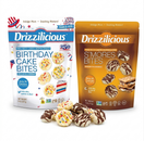 Drizzilicious USA 250 snack bundle featuring Birthday Cake and S’mores limited edition rice cake pouches.