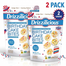 Drizzilicious USA 250 Birthday Cake Mini Rice Cakes, Limited Edition, Gluten-Free, Vegan, Non-GMO, with Quinoa, Chia and Flax, 8 oz Resealable Pouch, Pack of 2
