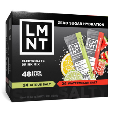 LMNT Zero Sugar Electrolyte Drink Mix Variety Pack (48 Count) – Keto & Paleo Friendly Hydration Powder Packets – 24 Citrus Salt & 24 Watermelon Salt Sticks – Sodium, Potassium, Magnesium Balance – No Sugar Sports Drink