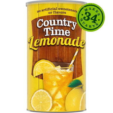 Country Time Lemonade Drink Mix, No Artificial Sweeteners or Flavors, Bulk 82.5 oz Resealable Canister