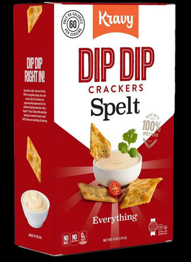 Kravy Dip Dip Spelt Everything Crackers, 6 oz – Crunchy Gourmet Dipping Crackers Made with 100% Spelt Flour, Nut-Free, Dairy-Free, Kosher Parve