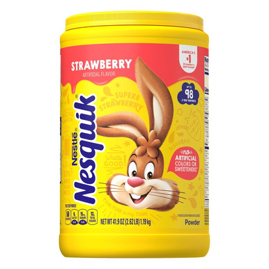 Nestle Nesquik Strawberry Flavor Powder (41.9 oz, 2.62 lbs) – Delicious Drink Mix for Milk, No Artificial Colors or Sweeteners, High Fructose Corn Syrup Free, 98 Servings