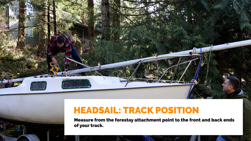 Measuring where the front and back of your tracks are, this is for sheeting your headsail.