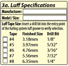 Luff Tape Size Chart