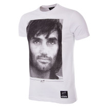 Football Fashion - George Best Portrait T-Shirt - White - COPA 6756