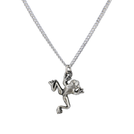 Silver Oxi Finish Frog Necklace 