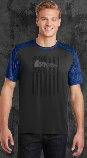 The digital CamoHex print on the sleeves, shoulders and collar give this moisture-wicking tee a bold, modern look.
The main material is polyester that is equipped with an amazing feature called moisture wicking technology and is more effective
then ever at keeping you comfortable and dry.
There is no design on the back of the shirt.