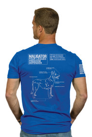 The Belgian Malinois, also known as the Belgian Shepherd, is the predominant breed utilized by SEAL teams. Favored for their intelligence, agility, loyalty, and stealth, Belgian Malinois are fierce and fast with acute vision.

This shirt has a back schismatic that honors our four legged heroes in a fun way.  The front of the shirt features a PAW logo w Trident and museum logo
Custom Museum shirt made by NineLine Apparel a "Relentlessly Patriotic" US Company