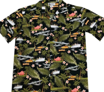 Ships, Planes and Palm Trees!  Made in Hawaii by Aloha Republic.
Comfortably sized and perfect for the summer!