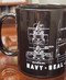 Created by Architee, a company that excels in engineering blueprint designs.
This mug spares no details of the UH-60 Blackhawk Helicopter. Black
With white lettering.  $32.00
