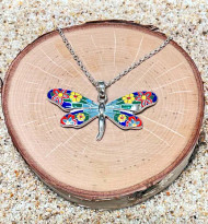 Colorful Enamel Dragonfly Necklace