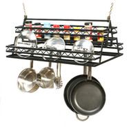 hanging potrack, panrack, lidrack and spice rack with 4 tiers for extra storage of pots, pans and lids with custom options such as: lengths, widths and over 30+ different powder coat options to choose from. Stop in at our storefront in Lamar, Mo. USA or contact us at 800-283-7107 or 417-682-5551 