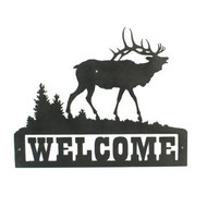 Custom welcome sign featuring an elk in his natural habitat
