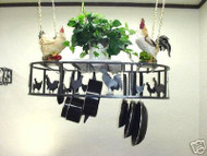 Hanging Oval Pot Rack With Chickens & Roosters