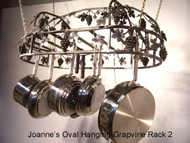 Hanging Grapevine Oval Pot Rack with Top Grape Vine
