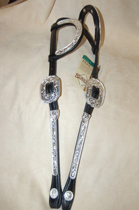 Schutz Black Silver Bar Western Show Headstall Bluebird Meadows