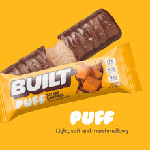 BUILT Protein Bars, Salted Caramel Puff -  17g of Protein, Collagen, Chocolate Protein Bar with only 140 calories & 6g sugar, Gluten Free