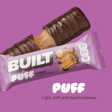 BUILT Protein Bars, Cinnamon Churro Puff-  17g of Protein, Collagen, Chocolate Protein Bar with only 140 calories & 6g sugar, Gluten Free