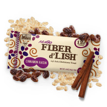 NuGO Fiber d'Lish Cinnamon Raisin, 12g High Fiber, Vegan, 150 Calories, 1.6 Ounce (each)