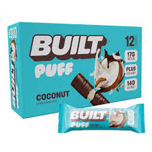 BUILT Protein Bars, Chocolate Coconut Puff -  17g of Protein, Collagen, Chocolate Coconut Protein Bar with only 140 calories & 6g sugar, Gluten Free