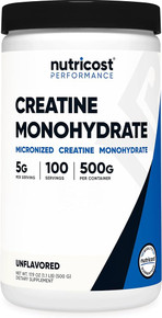 Nutricost Creatine Monohydrate Micronized Powder 500G, 5000mg Per Serv (5g) - 100 Servings