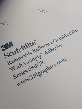 3M™ Scotchlite™ Removable Reflective Graphic Film with Comply™ Adhesive 680CR is a 7mil, retroreflective, flexible engineer-grade film designed to provide 24/7 visibility for branding and promoting safety. This film has an expected performance life of up to 9 years and has a removable, slideable, pressure activated adhesive and air release channels for easier installation. 3M™ MCS™ Warranty is available for this film. Recommended for commercial vehicles, rail & bus graphics, sign graphics and striping. Can be die cut into decals and shapes for specific areas of vehicles or walls. Shines through even when wet and at wide viewing angles.