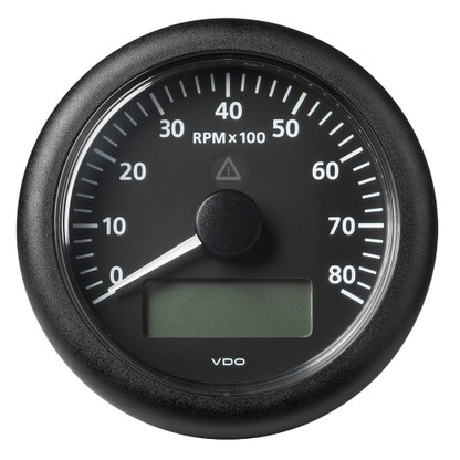 VDO Marine 3-3\/8" (85 mm) ViewLine Tachometer with Multi-Function Display - 0 to 8000 RPM - Black Dial  Bezel