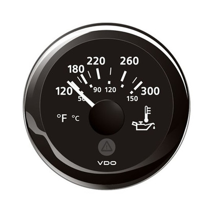 VDO Marine 2-1\/16" (52mm) ViewLine Temperature Gauge 120-300F - 8-32V - Black Dial  Bezel