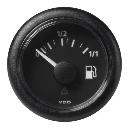 VDO Marine 2-1\/16" (52mm) ViewLine Fuel Level Gauge 0-1\/1 - 8-32V - 3-180 OHM - Black Dial  Round Bezel