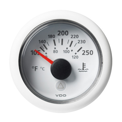 VDO Marine 2-1\/16" (52mm) Viewline Temperature Gauge 120C\/250F - 8-32V - White Dial  Bezel