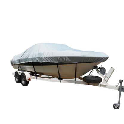 Carver Flex-Fit PRO Polyester Size 2 Boat Cover f\/V-Hull Runabout or Tri-Hull Boats I\/O or O\/B - Grey