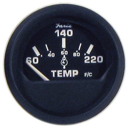 Faria Euro Black 2" Cylinder Head Temperature Gauge (60 to 220 F) with Sender