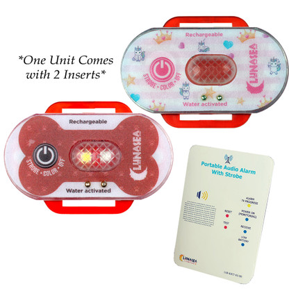 Lunasea Child\/Pet Safety Water Activated Strobe Light w\/RF Transmitter - Red Case, Blue Attention Light