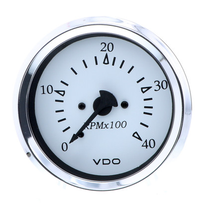 VDO Cockpit Marine 85MM (3-3\/8") Diesel Tachometer - Alternator Input - White Dial\/Chrome Bezel