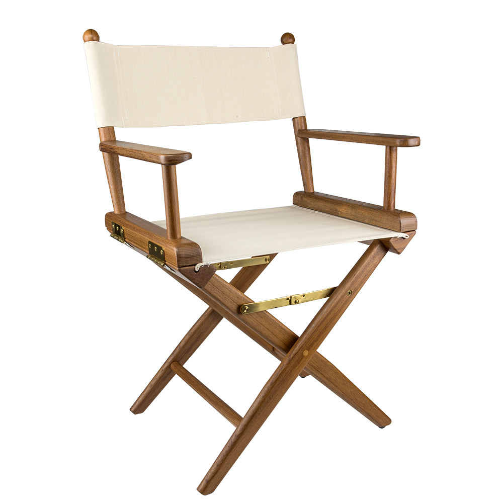 Whitecap Directors Chair w/Natural Seat Covers Teak