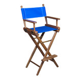 Whitecap Captains Chair w\/Blue Seat Covers - Teak