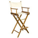 Whitecap Captains Chair w\/Natural Seat Covers - Teak