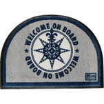 Marine Business Non-Slip WELCOME ON BOARD Half-Moon-Shaped Mat - Blue\/Grey