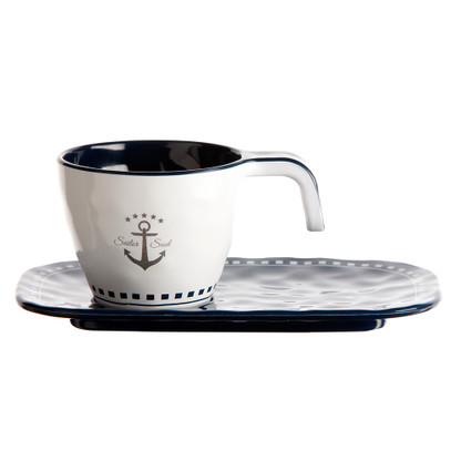 Marine Business Melamine Espresso Cup  Plate Set - SAILOR SOUL - Set of 6