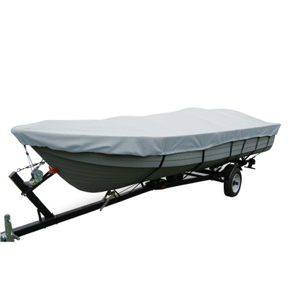 Carver Poly-Flex II Wide Series Styled-to-Fit Boat Cover f\/12.5 V-Hull Fishing Boats Without Motor - Grey