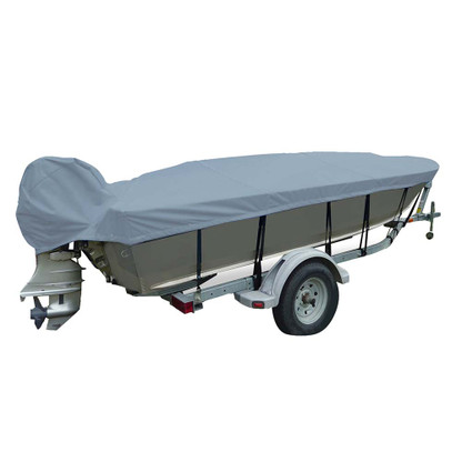 Carver Poly-Flex II Wide Series Styled-to-Fit Boat Cover f\/13.5 V-Hull Fishing Boats - Grey