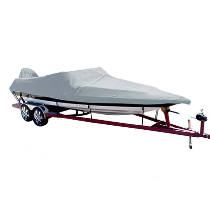 Carver Poly-Flex II Styled-to-Fit Boat Cover f\/16.5 Ski Boats with Low Profile Windshield - Grey