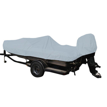 Carver Poly-Flex II Styled-to-Fit Boat Cover f\/19.5 Fish  Ski Style Boats w\/Walk-Thru Windshield - Grey