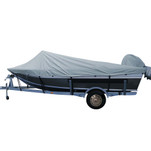 Poly-Flex II Styled-to-Fit Boat Cover f\/15.5 Aluminum Boats w\/High Forward Mounted Windshield - Grey