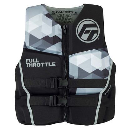 Full Throttle Mens Rapid-Dry Flex-Back Life Jacket - L - Black\/Grey