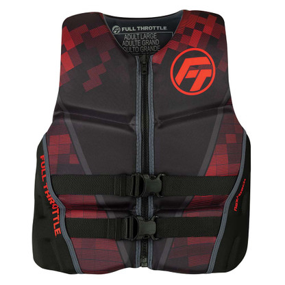Full Throttle Mens Rapid-Dry Flex-Back Life Jacket - M - Black\/Red