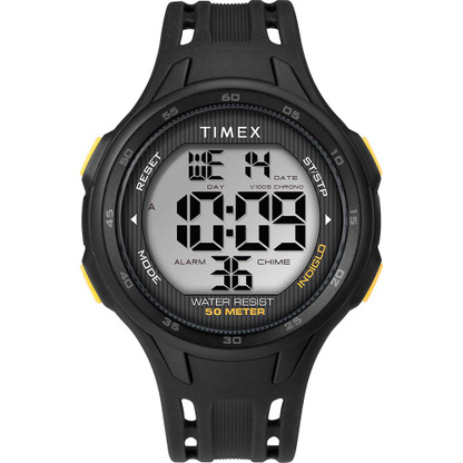 Timex DGTL 45mm Mens Watch - Black\/Yellow Case - Black Strap