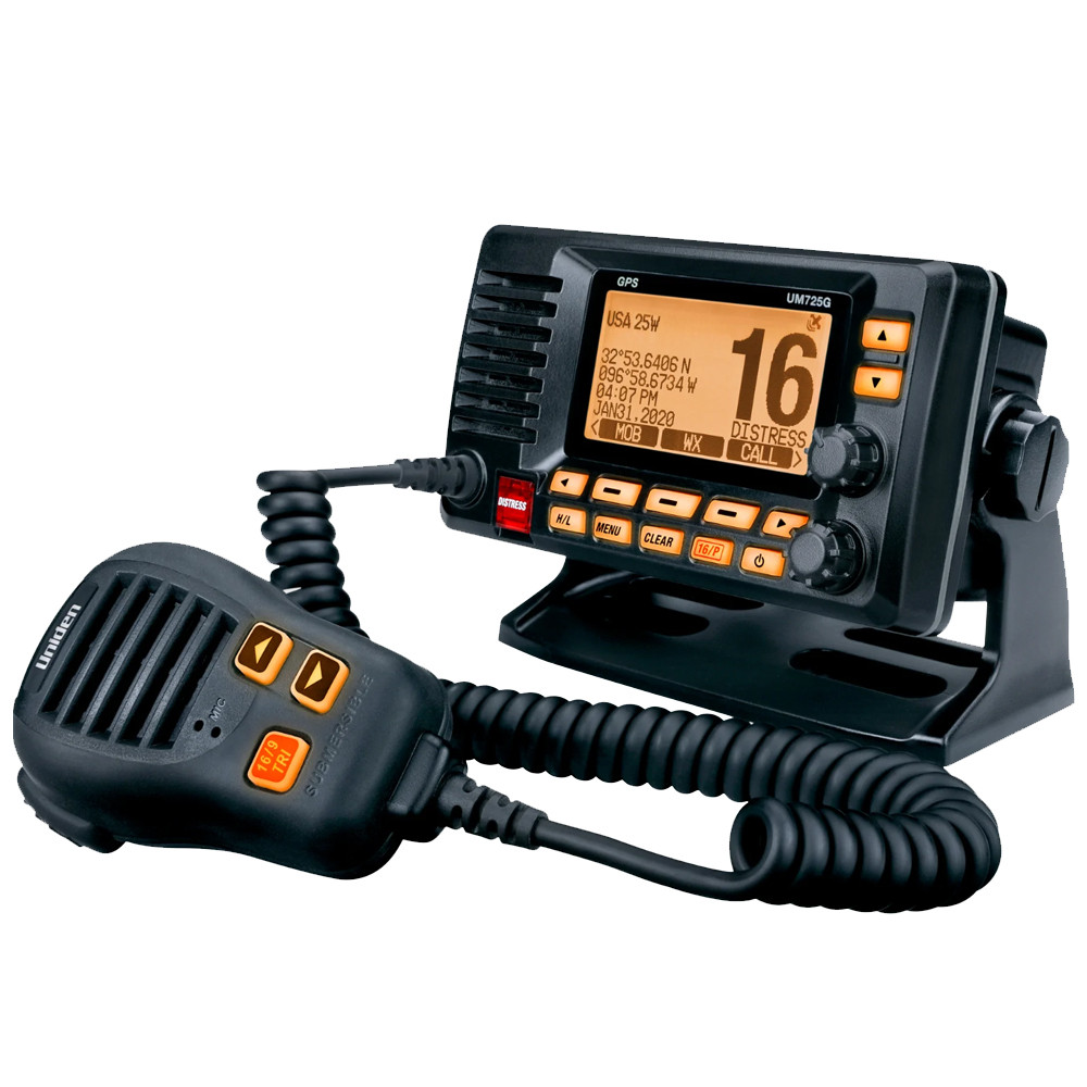 Uniden UM725 Fixed Mount Marine VHF Radio w/GPS Black