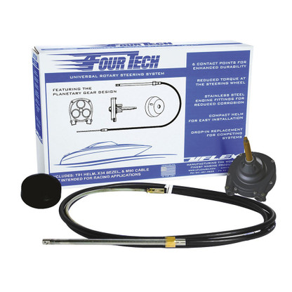 Uflex Fourtech 6 Black Mach Rotary Steering System w\/Helm, Bezel  Cable