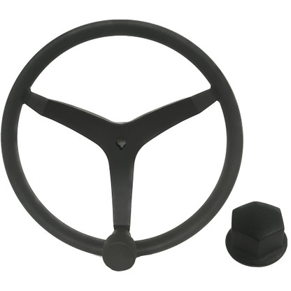 Uflex - V46 - 13.5" Stainless Steel Steering Wheel w\/Speed Knob  Chrome Nut - Black